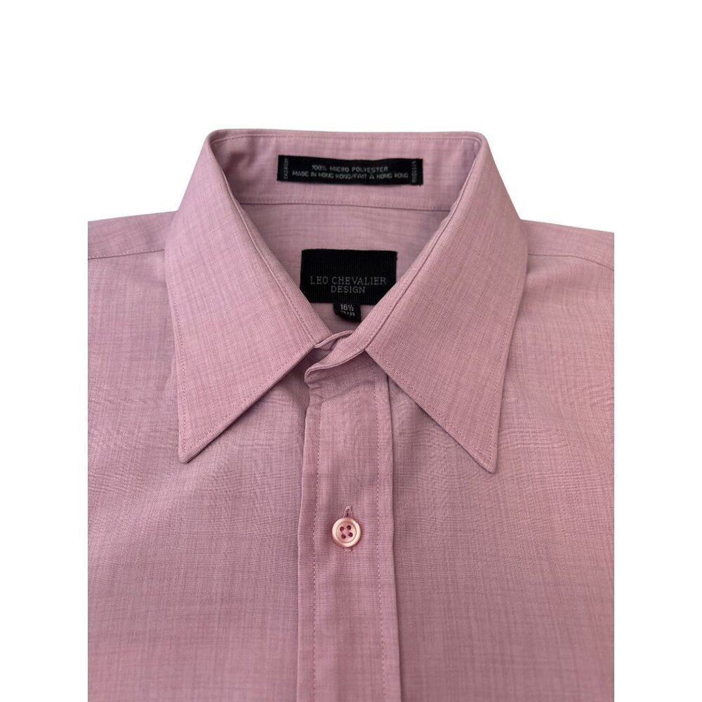 Leo Chevalier Dress Shirt Mens Pink Micro Polyester 16 1/2 (32/33) Long Sleeve